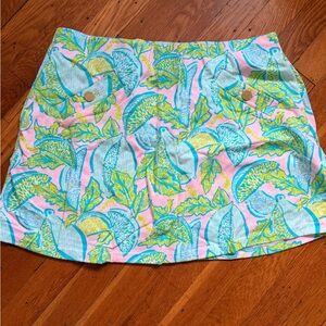 Lilly Pulitzer Pink and Blue Leaf Print Mini Skirt